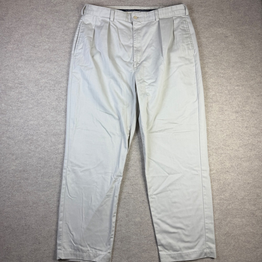 Polo Ralph Lauren Andrew Pant Mens 36x30 Sand Beige Pleated Chino Trousers